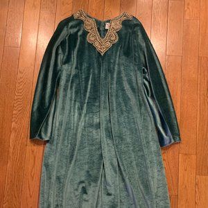 Vintage Velvet Long Sleeve Hippie Elf Maxi Dress